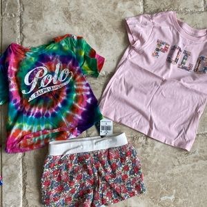 POLO RALPH LAUREN Size 5 Kids Matching Set- 2 shirts and 1 shorts